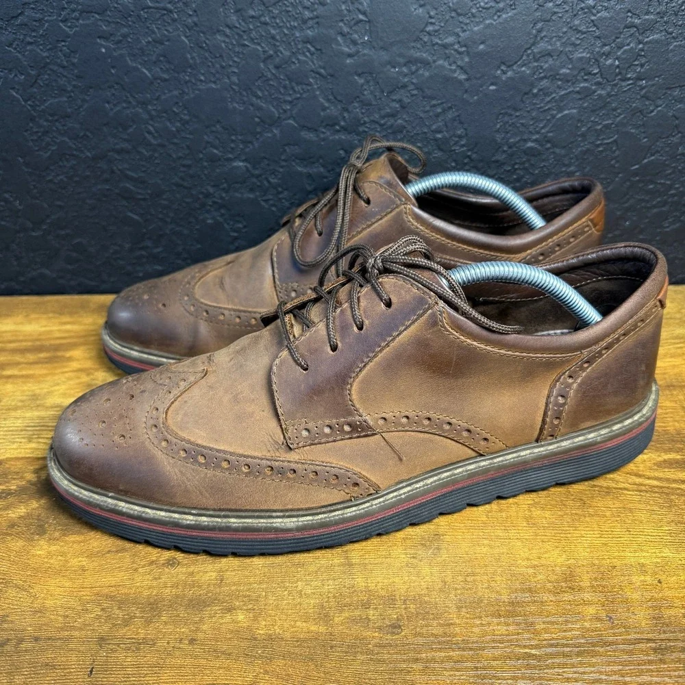 Johnston & Murphy XC4‎ Prentiss 25-6530 Brown Leather Wingtip Oxford Mens 10 M